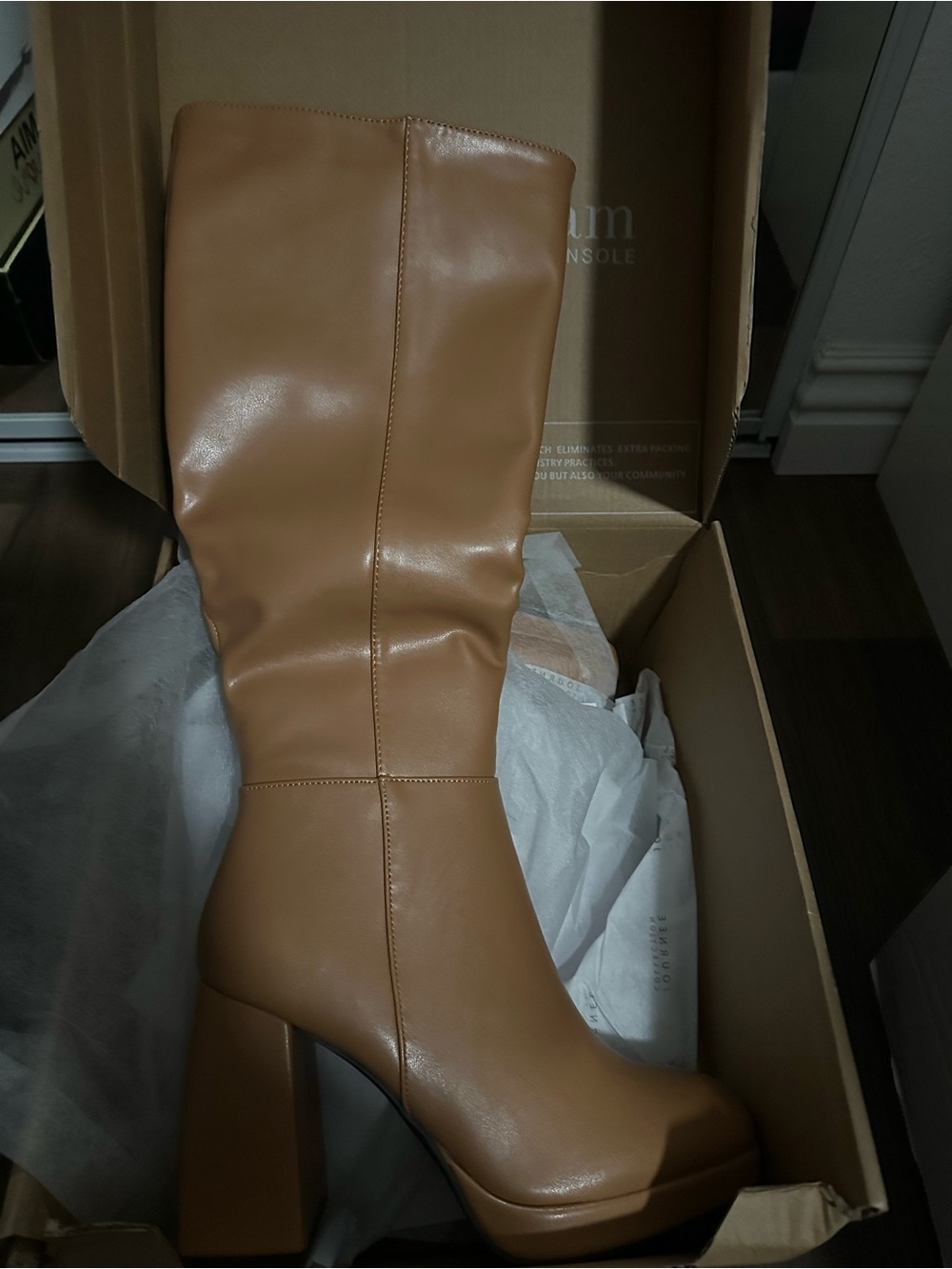 Journee Collection Tall Platform Block Heel Boots - Cognac